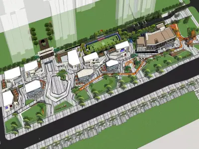 SHOPPING MALL LANDSCAPE ARCHITECTURE 3D model