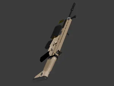 High Quality FN SCAR L 3D Model Game Ready  Low Poly PBR Low-poly 3D model