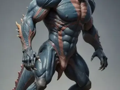 Primordial Kaiju Beast Muscular Dinosaur Hybrid 3D Low-poly 3D model