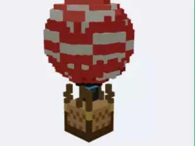 Animated Voxel Hot Air Balloon Low-poly 3D model