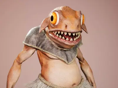 Lizard warrior Low-poly 3D model