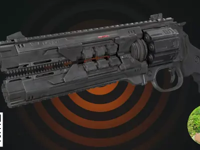 Cyberpunk Energy Revolver Iron Black 3D model
