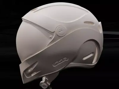 Futuristic Sci-Fi Full-Face Helmet 3D print model