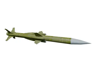3M9 SA-6A anti-aircraft guided missile 2K12 SAM system Low-poly 3D model