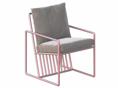 Metalic velvet lounge armchair 3D model