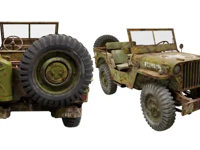 Willys jeep grungy 3d model 3D model