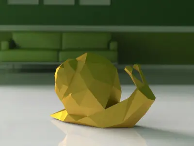 Snail low poly golden Low-poly 3D model