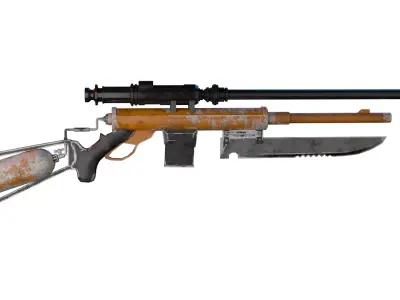 Vintage Military Rifle Realistic 3D Model Low-poly 3D model