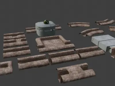 ww2 trench and bunker pack 3D model