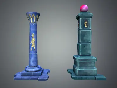 Fantasy Pillar Collection Low-poly 3D model