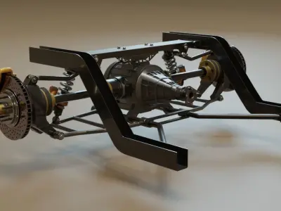 Racing Rear car truck suspension V2 Low-poly 3D model