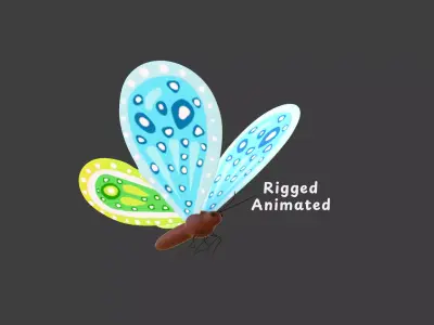 Butterfly Wing Flapping 9 Animated Low-poly 3D model