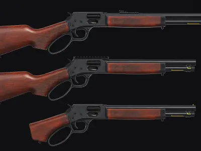 Model X lever action rifle Low-poly 3D model