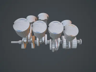 V8 Pistons Low-poly 3D model