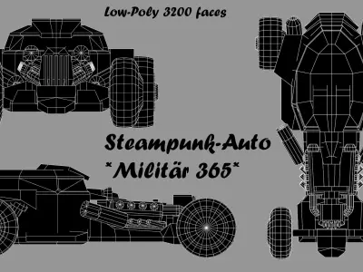 Steampunk-Auto Militar 365 Mercedes-Benz Low-poly 3D model