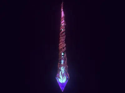 Crystal magic wand Low-poly 3D model