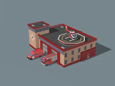 fire department Low-poly 3D model