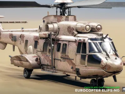Eurocopter ELIPS NG with 6 Camouflage Skins - Game Ready Low-poly 3D model
