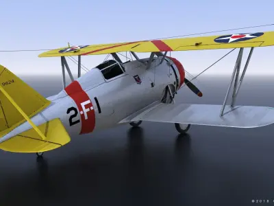 F2F-1 USS Lexington CV-2 1935-36 Low-poly 3D model