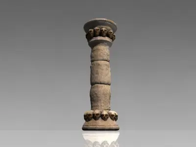 Stone Pillar column with skulls Low-poly 3D model