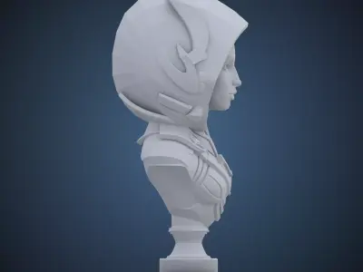 High and Low Poly Futuristic Female Bust Fantasy Figure PM-198 3D print model