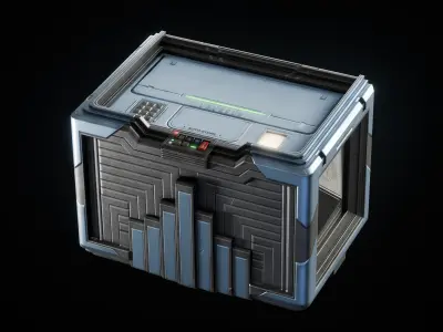 GAME READY CYBERPUNK SUPPLY CRATE PBR RIGGED Low-poly 3D model