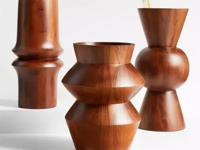 Decorative wooden vase Free low-poly 3D model