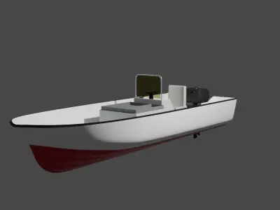 Motor Boat with Stearing Wheel 3D model