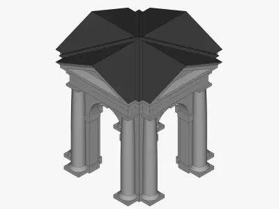 Arched portico in the mas Tuscan order with freestanding columns Low-poly 3D model