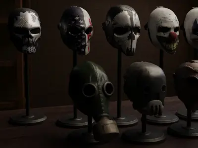 18 Tactical Masks - Game Ready PBR Asset Pack for UE5 Low-poly 3D model