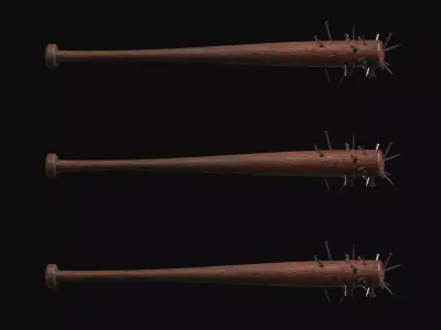 Wooden Baseball Bat and Spiked Bat Low-poly 3D model