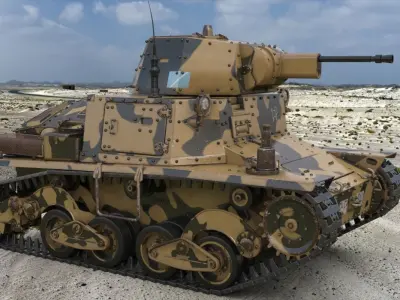 Tank L6 40 Camouflage Ansaldo Fiat Italian Mental Ray 3D model