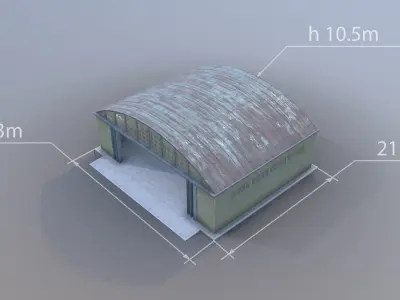 Airport Hangar SmallHangar 01 closed open   Low-poly 3D model