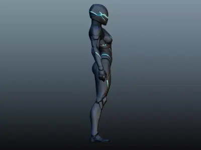 Female robot soldier High-poly model KM-16 3D model