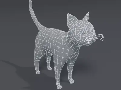 Cartoon Cat Base Mesh 3D Model Low-poly 3D model