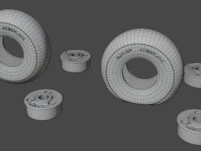 Hawker Hurricane Main and TailWheel set 3D print model