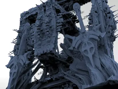 Mars Sci-Fi Monolith Massive structure 7 3D model