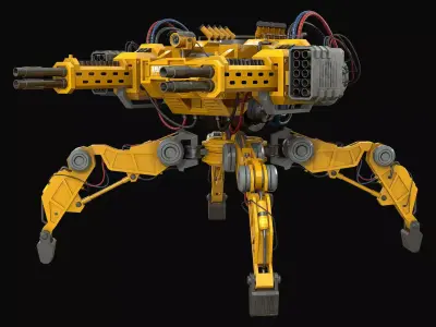 Walking Turret Concept-1-Yellow 3D model