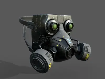 Gas mask helmet scifi military combat 3d model  Low-poly 3D model