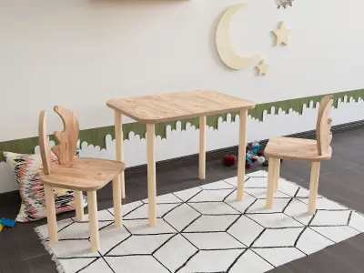 ANIMAL MOTIF CHILD TABLE AND CHAIR SET Free 3D model