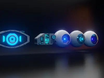 Prosthetic eyes pack 2 Low-poly 3D model