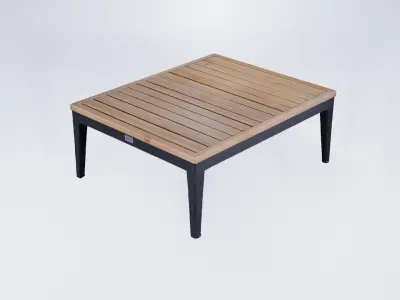 Low Poly Outdoor Dining Table - Wooden Garden Furniture 3D model