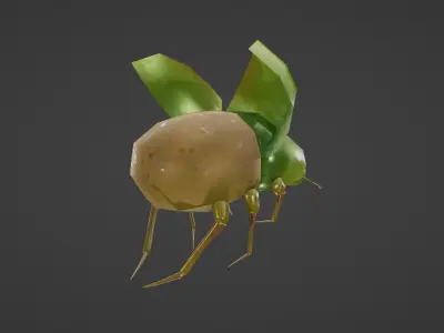 ANIMATED GREEN BEETLE Low-poly 3D model