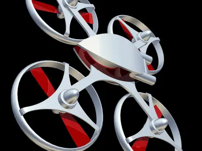 Quadrocopter silver and drone 3D model