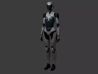 Futuristic Female Humanoid Robot Low-poly 3D model