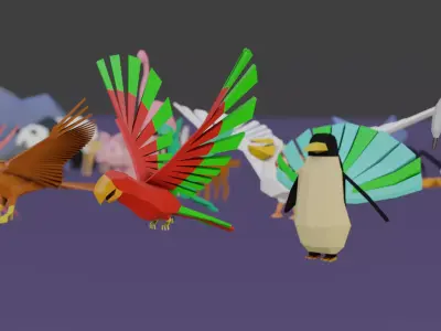 Lowpoly Rigged Animals Pack Low-poly 3D model