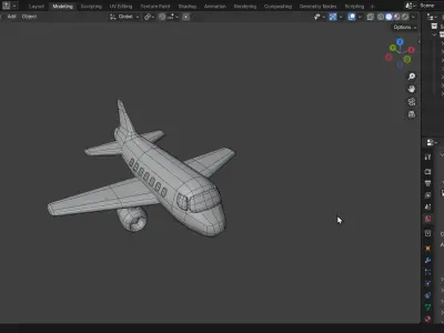 Simple stylised commercial airplane Low-poly 3D model