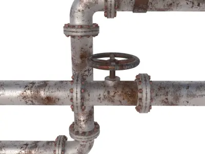 Rusty Modular Pipes Low-poly 3D model