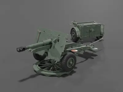 Ordnance QF 25-pounder field gun Low-poly 3D model