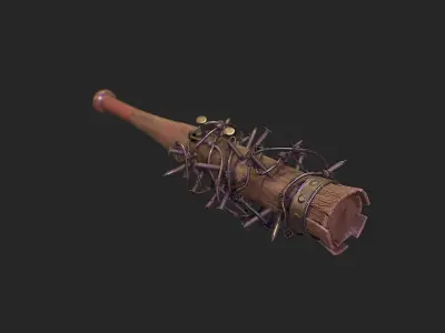 SurvivalBat barbed wire baseball bat Low-poly 3D model